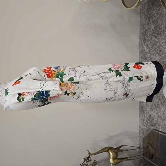Zara Womens Boat Neck Floral Cotton Dress Sz L - Picture 5 of 8